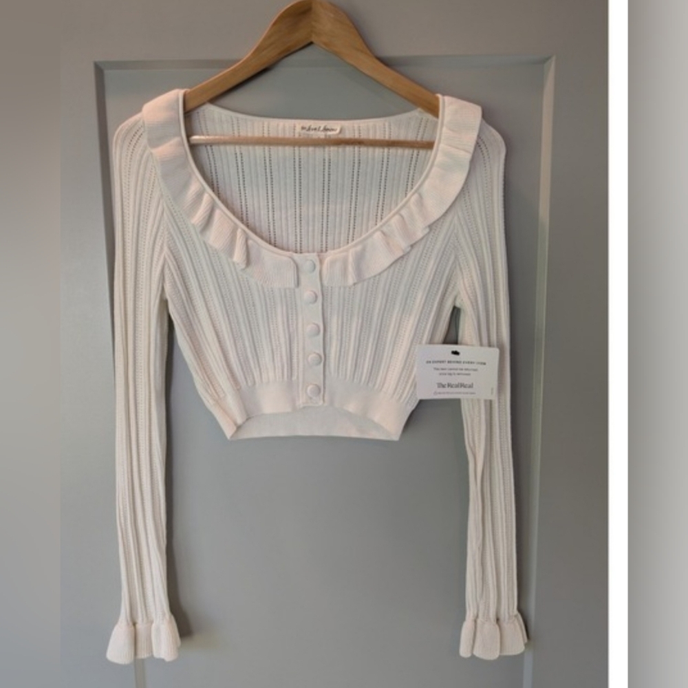 For Love And Lemons Cream Ruffled Crop Top